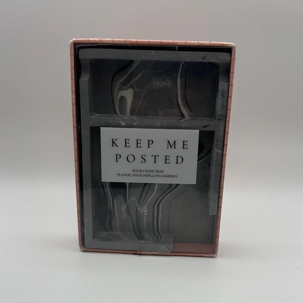 Anthropologie Keep Me Posted Sticky Note Tray Marble Desk Organizer NIB